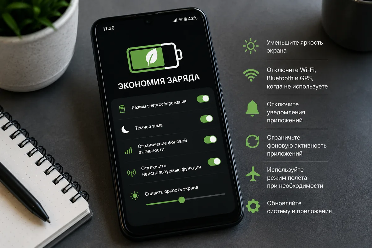 15 способов экономии заряда батареи на Андроид и iOS