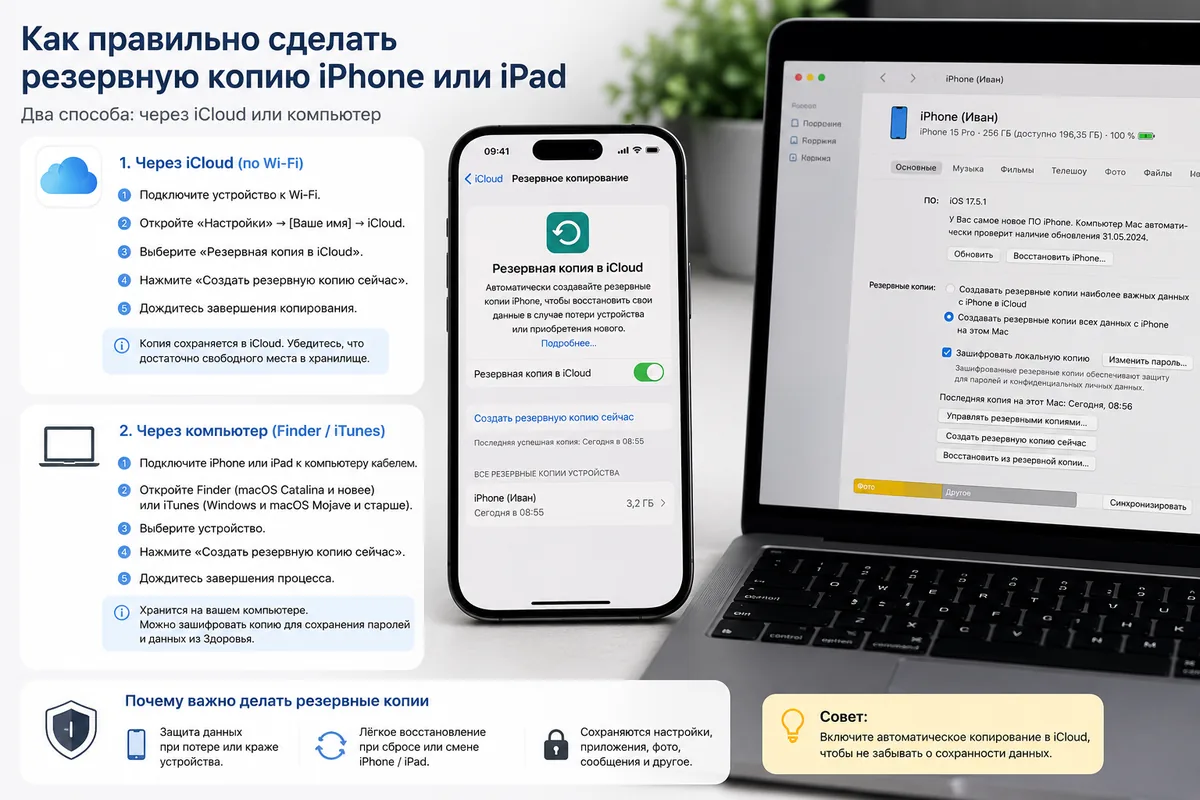Как правильно сделать резервную копию iPhone или iPad